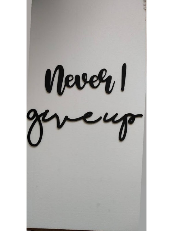 Dekoratif Ahşap Duvar Yazısı - Never Give UP!…