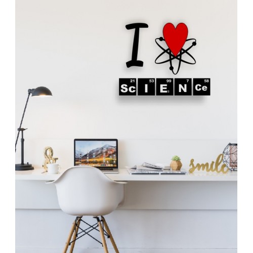 Bilimi Seviyorum Ahşap Duvar Dekoru - I Love Science…