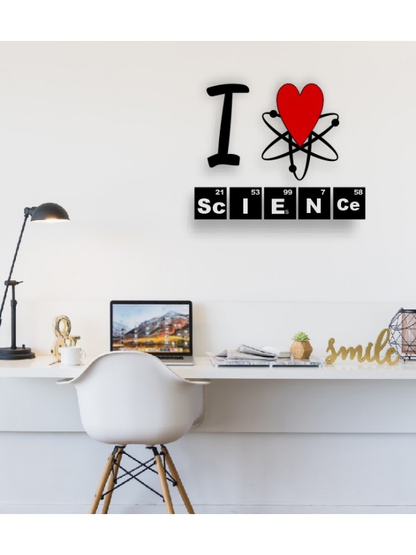 Bilimi Seviyorum Ahşap Duvar Dekoru - I Love Science…