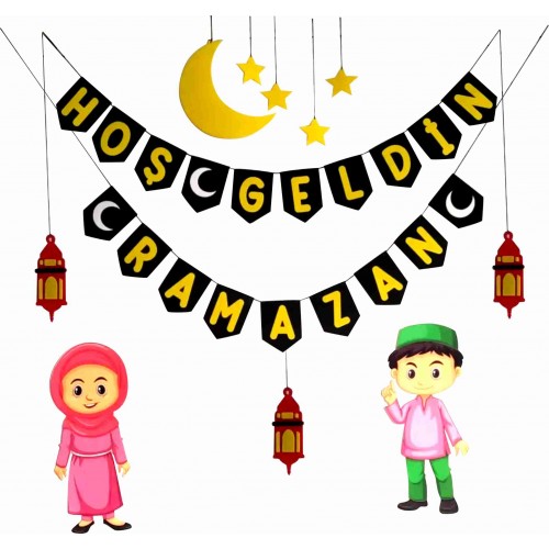 Hoş Geldin Ramazan Mahyalı Keçe Hatıra Panosu