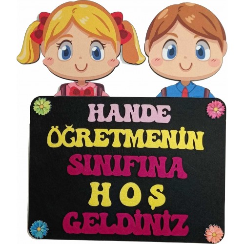 Sınıfa Hoş Geldiniz Keçe Kapı Süsü - Öğretmen İsmine Ö…