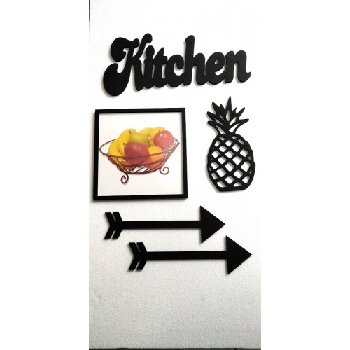 Dekoratif Ahşap Mutfak Dekor Seti - Kitchen Ananas Ok ve Meyve Seti…