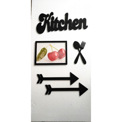 Dekoratif Ahşap Mutfak Dekor Seti - Kitchen Çatal Kaşık Ok Ve Kira…