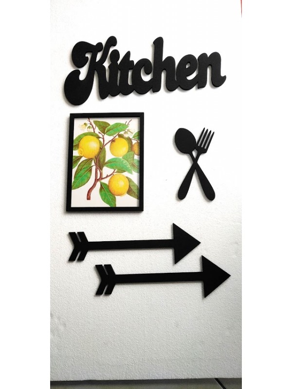 Dekoratif Ahşap Mutfak Dekor Seti - Kitchen Çatal Kaşık Ok Ve Limon…