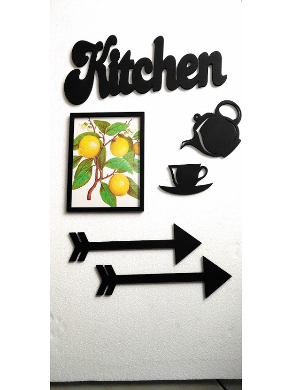 Dekoratif Ahşap Mutfak Dekor Seti - Kitchen Çaydanlık Ok Ve Limon…