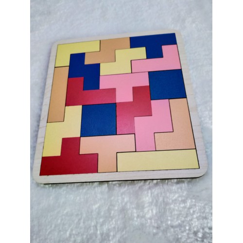 Çocuklar ve Yetişkinler İçin Ahşap Tetris Puzzle
